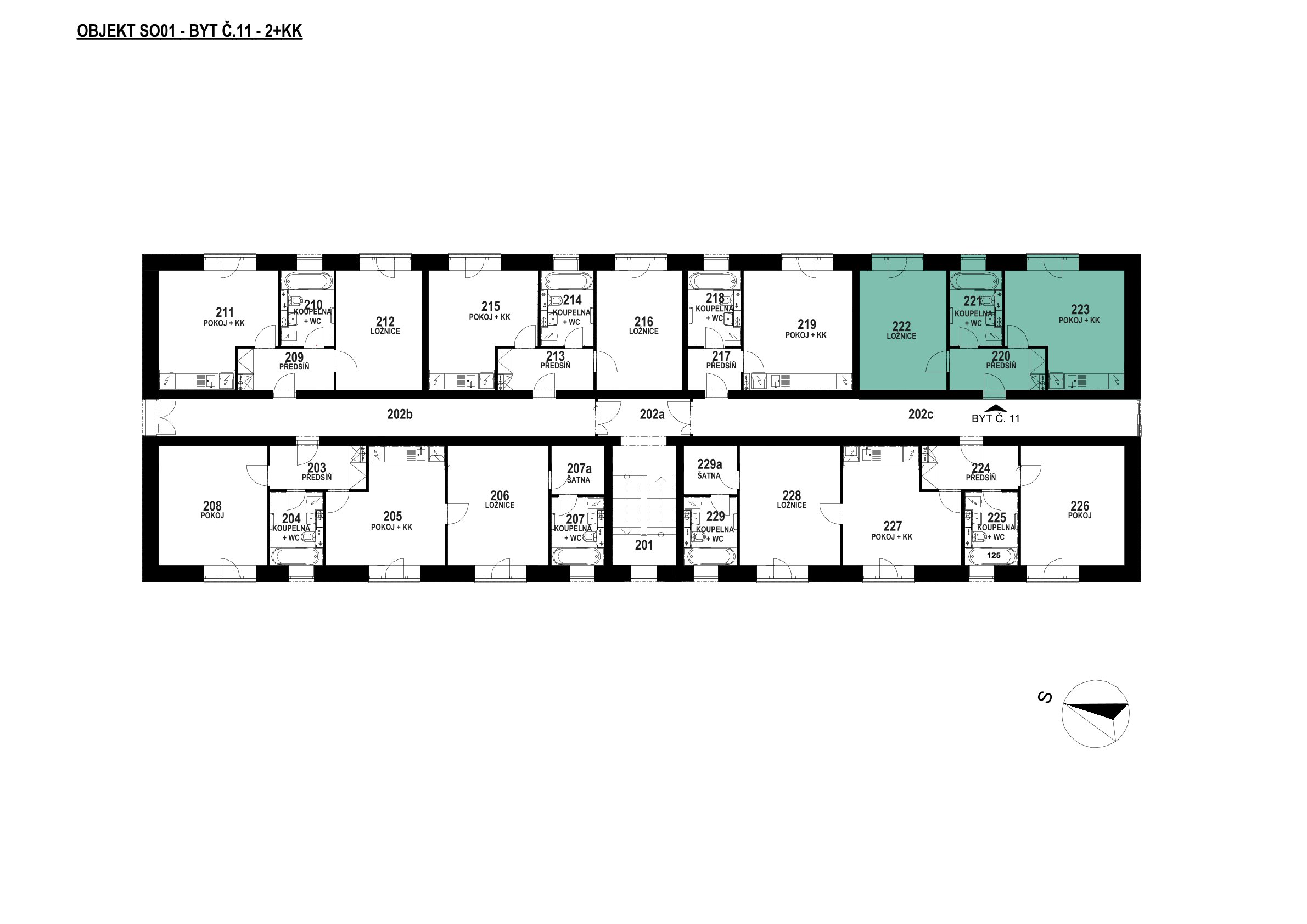 Půdorys patra 2 NP – SO 01 – 1.11