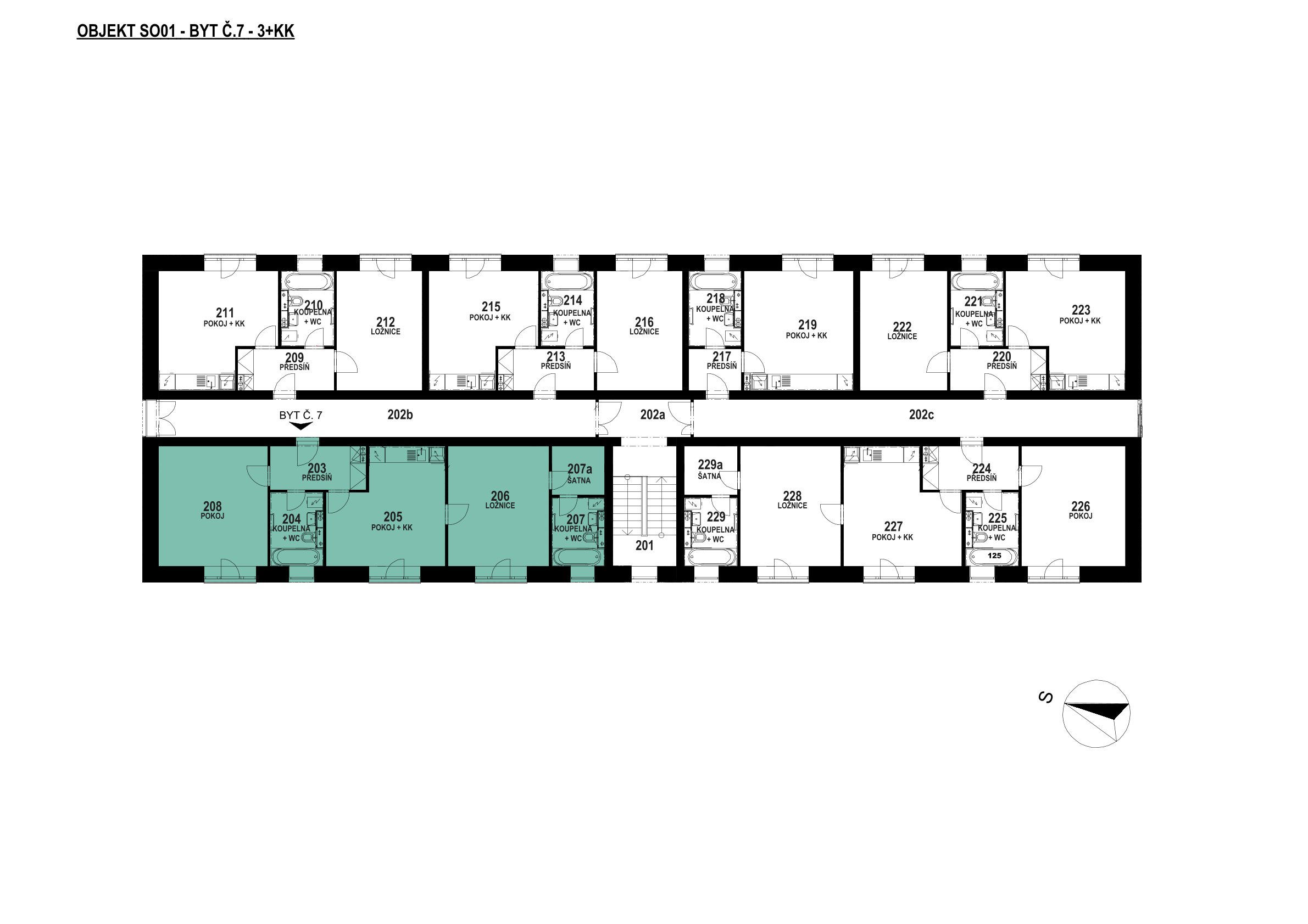 Půdorys patra 2 NP – SO 01 – 1.7