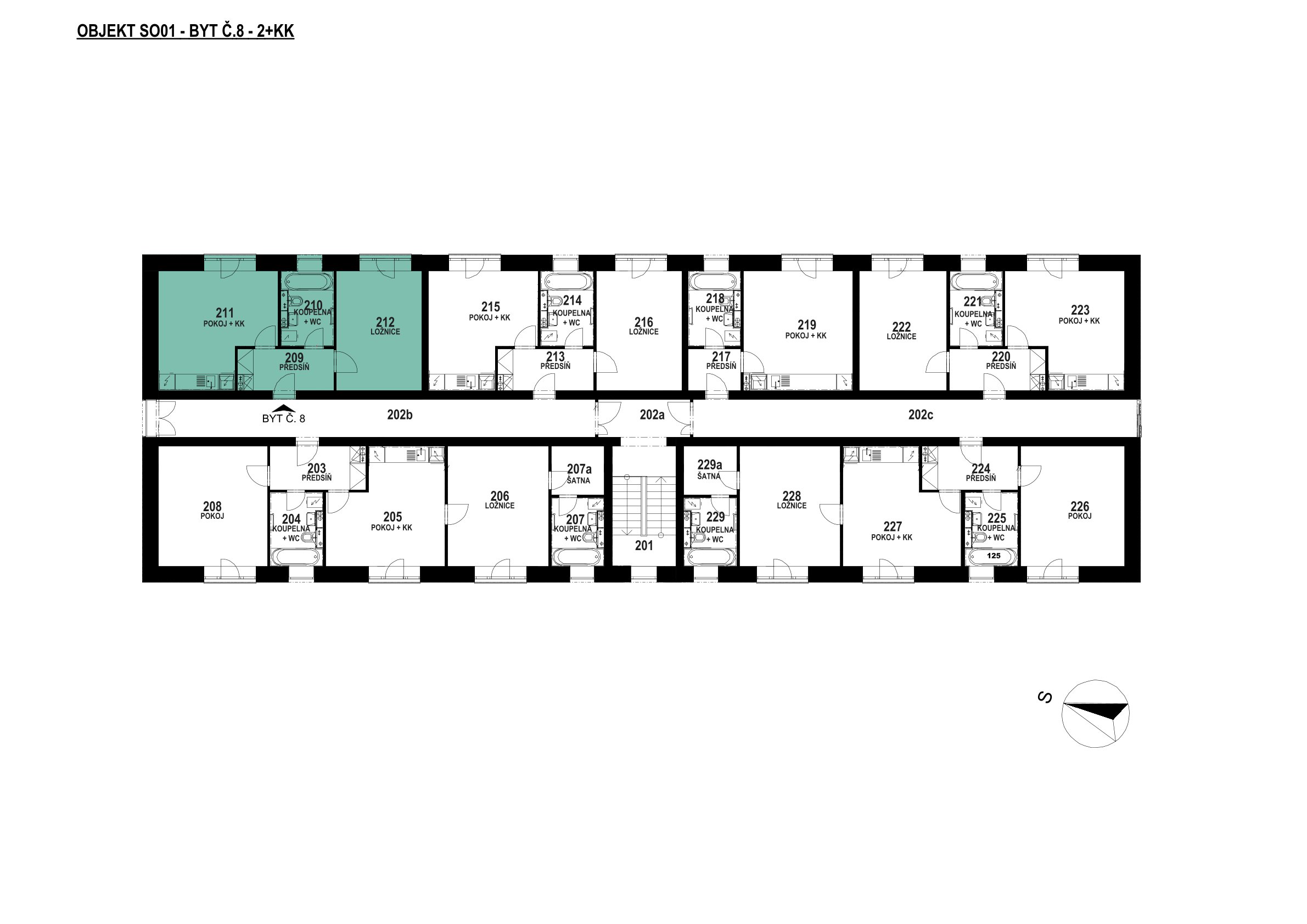 Půdorys patra 2 NP – SO 01 – 1.8